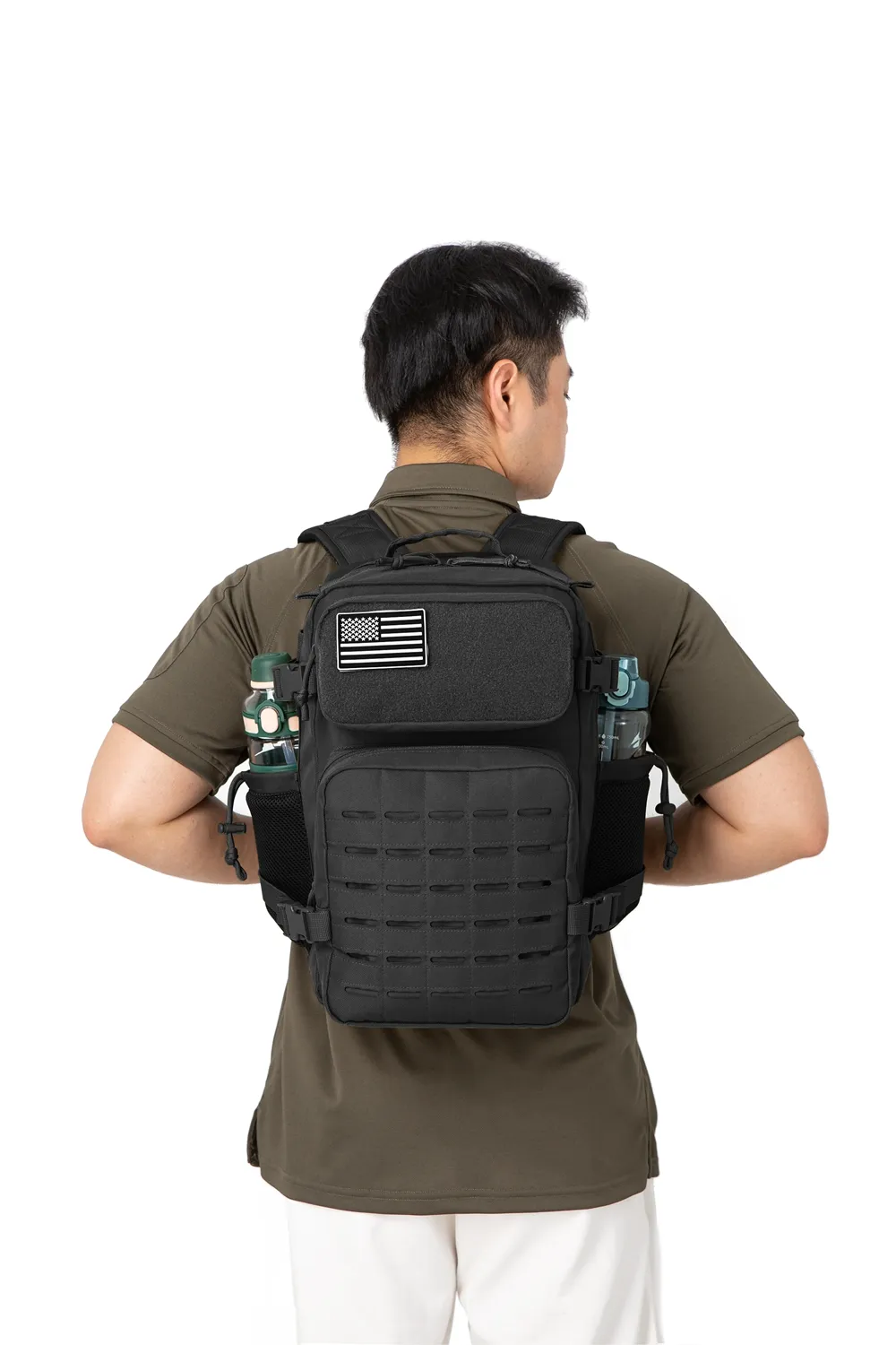 QT&QY 25L Military Tactical Backpacks for Men Army Laser Cut Molle Daypack Small Bug Out Bag Gym Rucksack with Dual Cup Holders