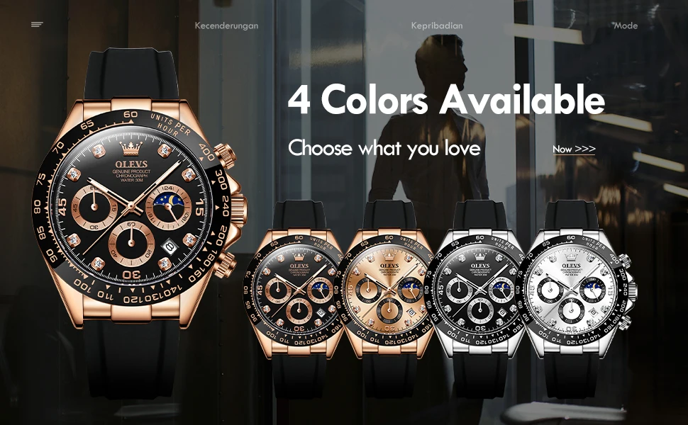 OLEVS New Luxury Men's Watches Quartz Watch Silicone Sport Date Chronograph Waterproof Luminous Multifunction Men's Quartz Watch